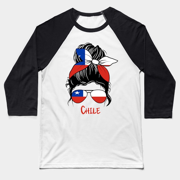 Chilean Girl, Chilean girlfriend, Chile Messy bun, chilena Baseball T-Shirt by JayD World